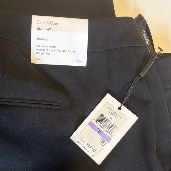Calvin Klein Black Madison Trousers Slacks 18WP New With Tags - Picture 1 of 9